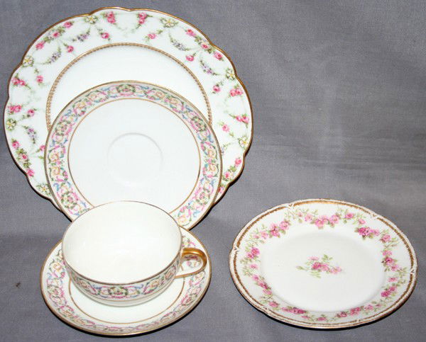 LIMOGES PORCELAIN TEACUPS, SAUCERS & PLATES, 36: LIMOGES PORCELAIN TEACUPS, SAUCERS & PLATES, 36 PIECES:G. Ahrenfeldt Limoges includes 9 cups and 10 saucers; Ch. Field Haviland Limoges includes 6 bread and butter plates, Dia. 6", and L. Bernardaud &