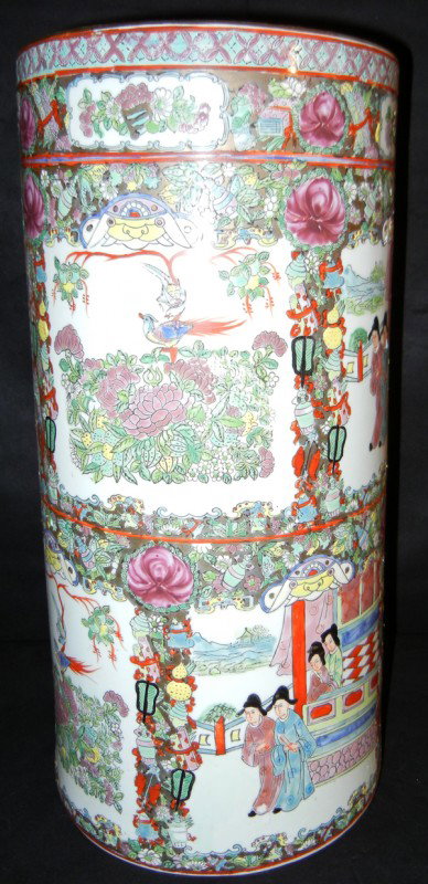 JAPANESE PORCELAIN UMBRELLA STAND, H 18": JAPANESE PORCELAIN UMBRELLA STAND, H 18":Bird design.