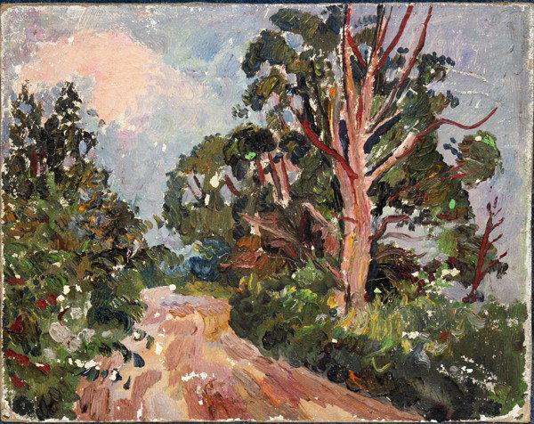 HAYLEY LEVER N.A., OIL ON ARTIST BOARD, 1934, : HAYLEY LEVER N.A., OIL ON ARTIST BOARD, 1934, 10" X 12", "HOCKTOWN ROAD N.J.":Unsigned; titled and dated on verso; unframed. Inventory #34201.