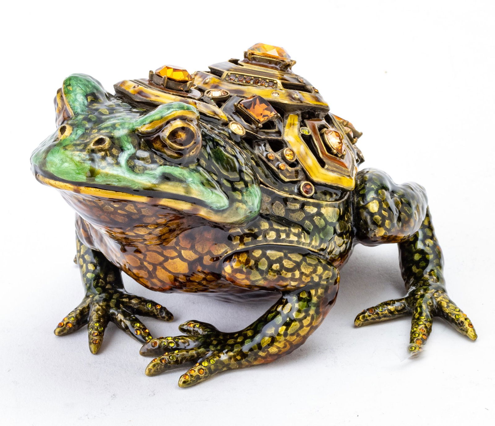 JAY STRONGWATER ENAMEL & SWAROVSKI CRYSTAL "FROG" BOX L 4" (1 of 7)