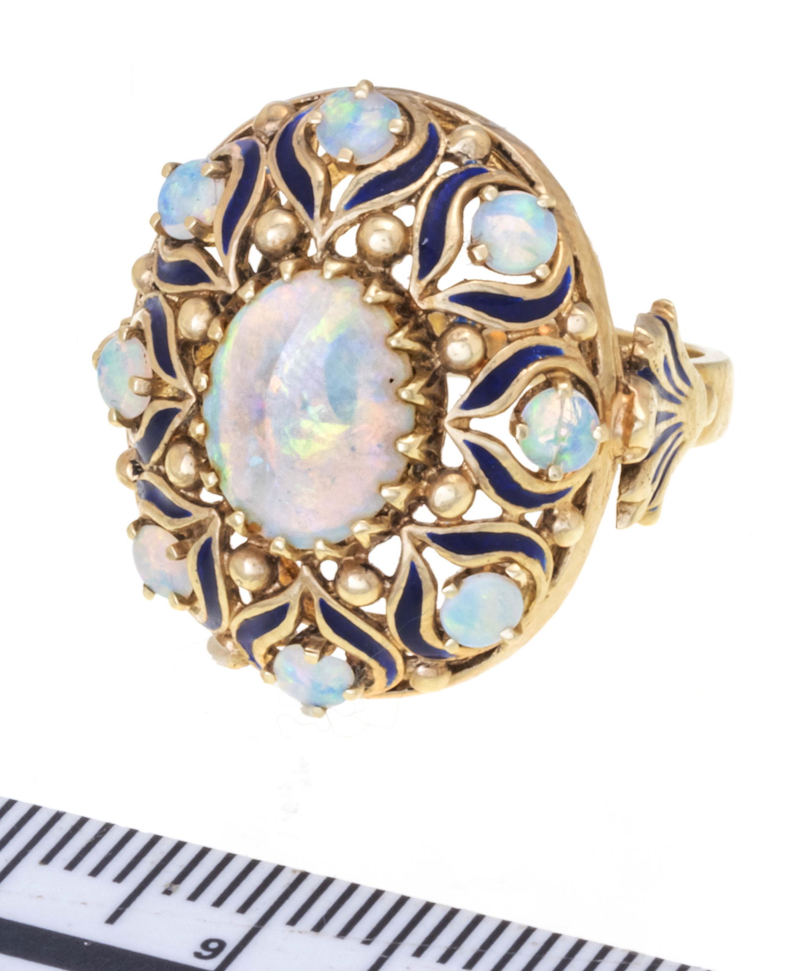OPAL AND 14 KT GOLD RING C 1940 SIZE 6 3/4 (1 of 2)