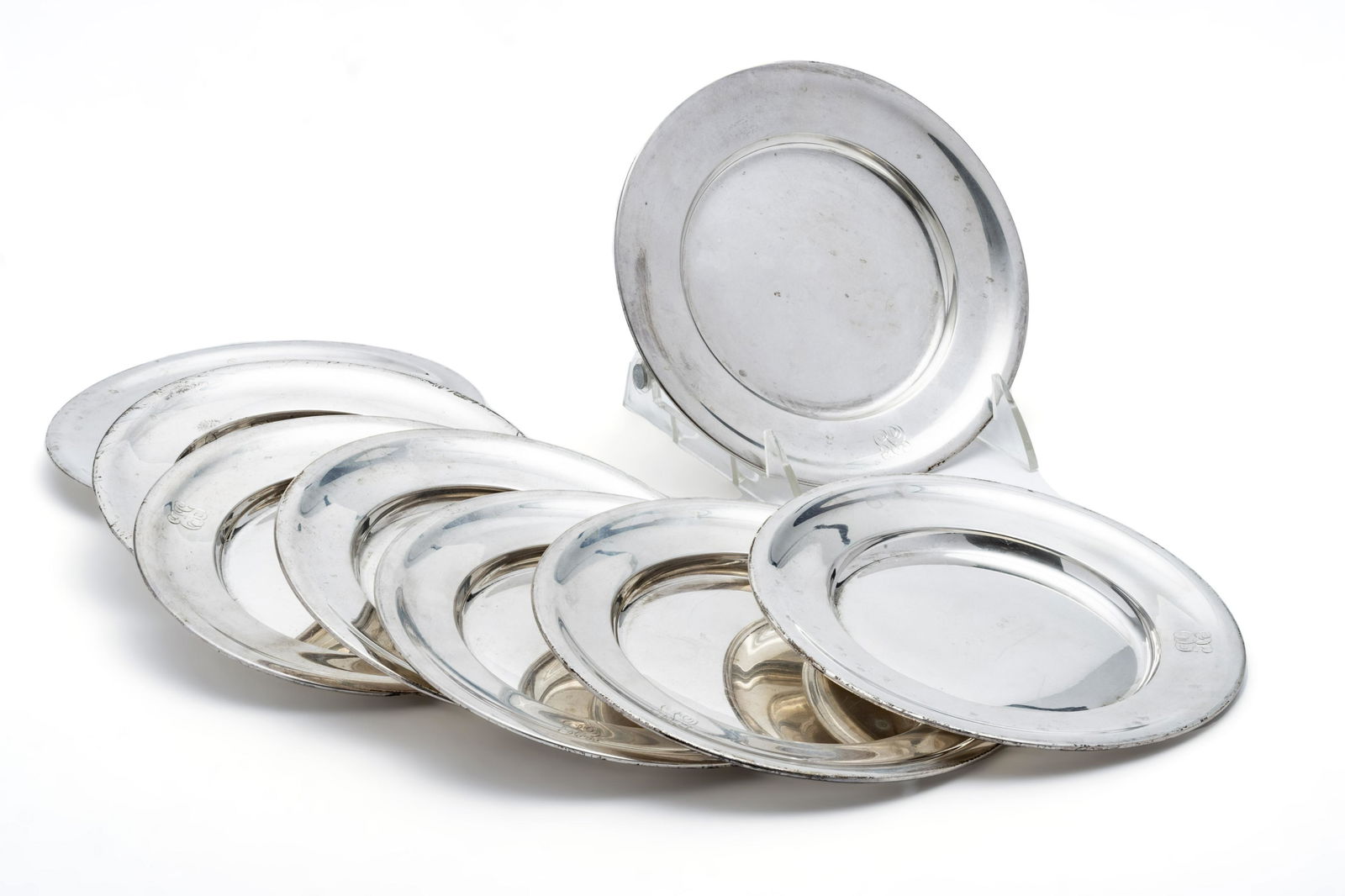 PHILLIP STEVENS CO STERLING SILVER PLATES SET OF 8, 21 TR OZ. DIA 6 1/4" (1 of 3)