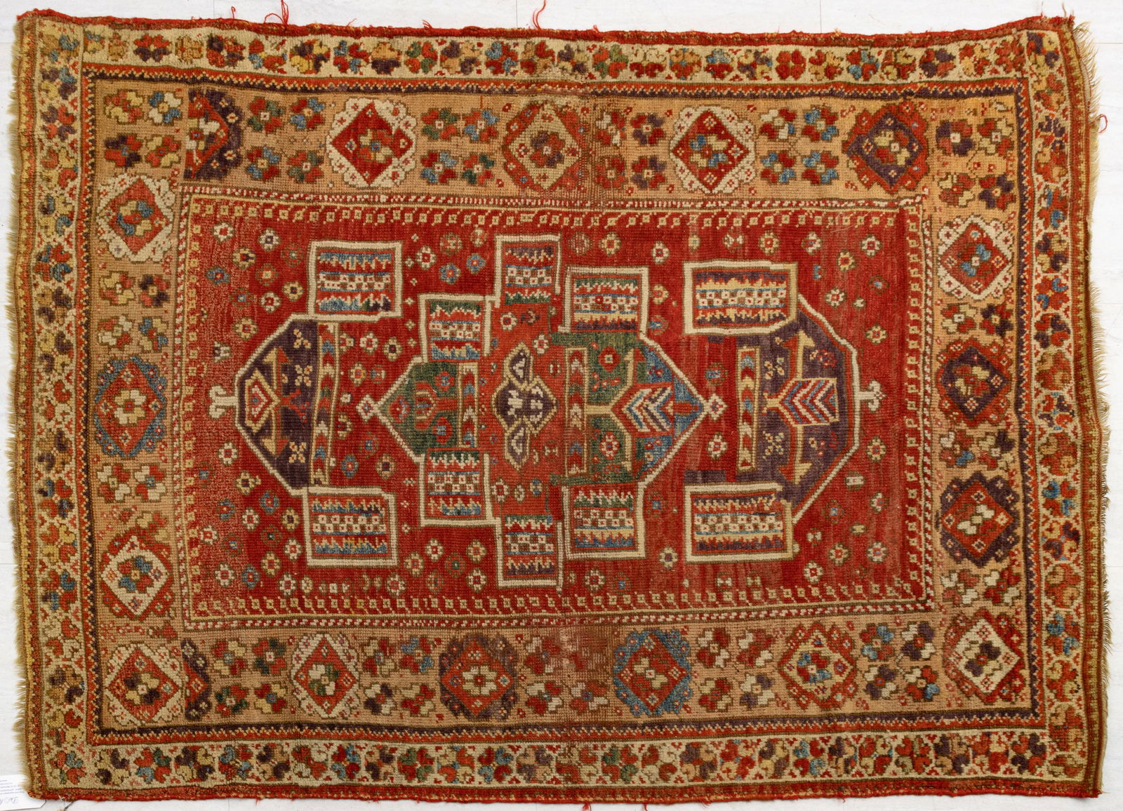 CAUCASIAN ORIENTAL RUG  C 1900 W 5'3" L 4'5" (1 of 2)