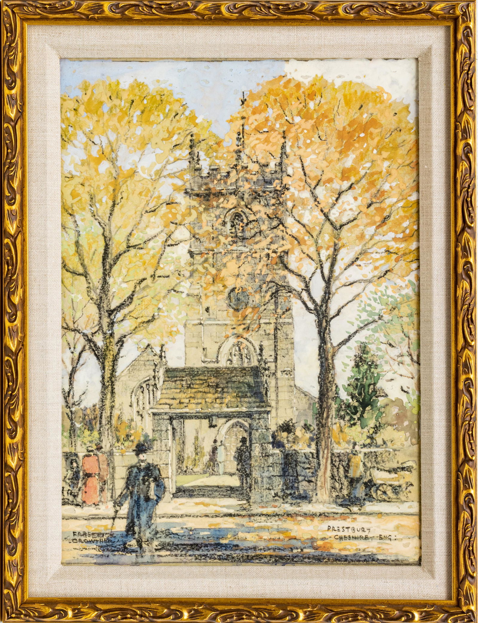 F. CROWTHER, MIXED MEDIA, H 12", W 8.5", PRESTBURY CHESHIRE (1 of 4)