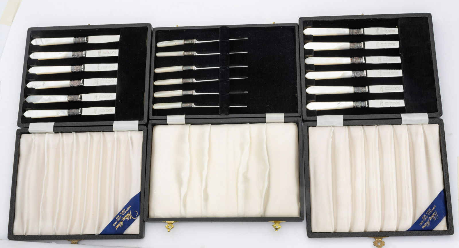 MOTHER OF PEARL HANDLE  HORS D'OEUVRE KNIVES IN 3 BOXES, 18 PCS. L 5.5" (1 of 3)