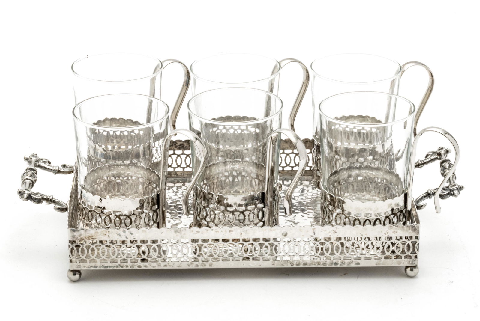 FRENCH "DURALEX" GALLERY TRAY AND 6 CUPS C 1960 (1 of 4)