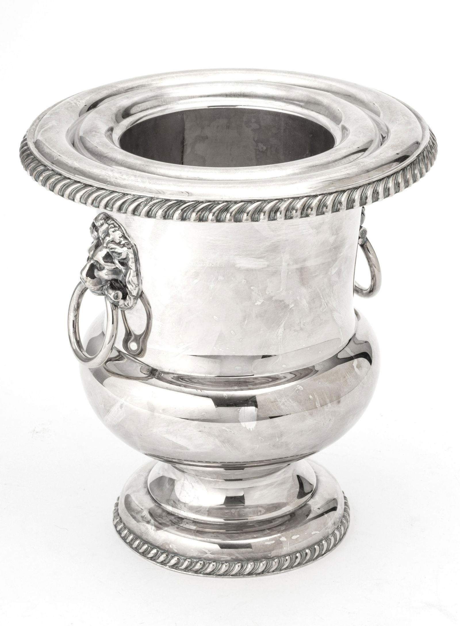 SHEFFIELD SILVER PLATE CHAMPAGNE COOLER, H 10", DIA 9" (1 of 3)