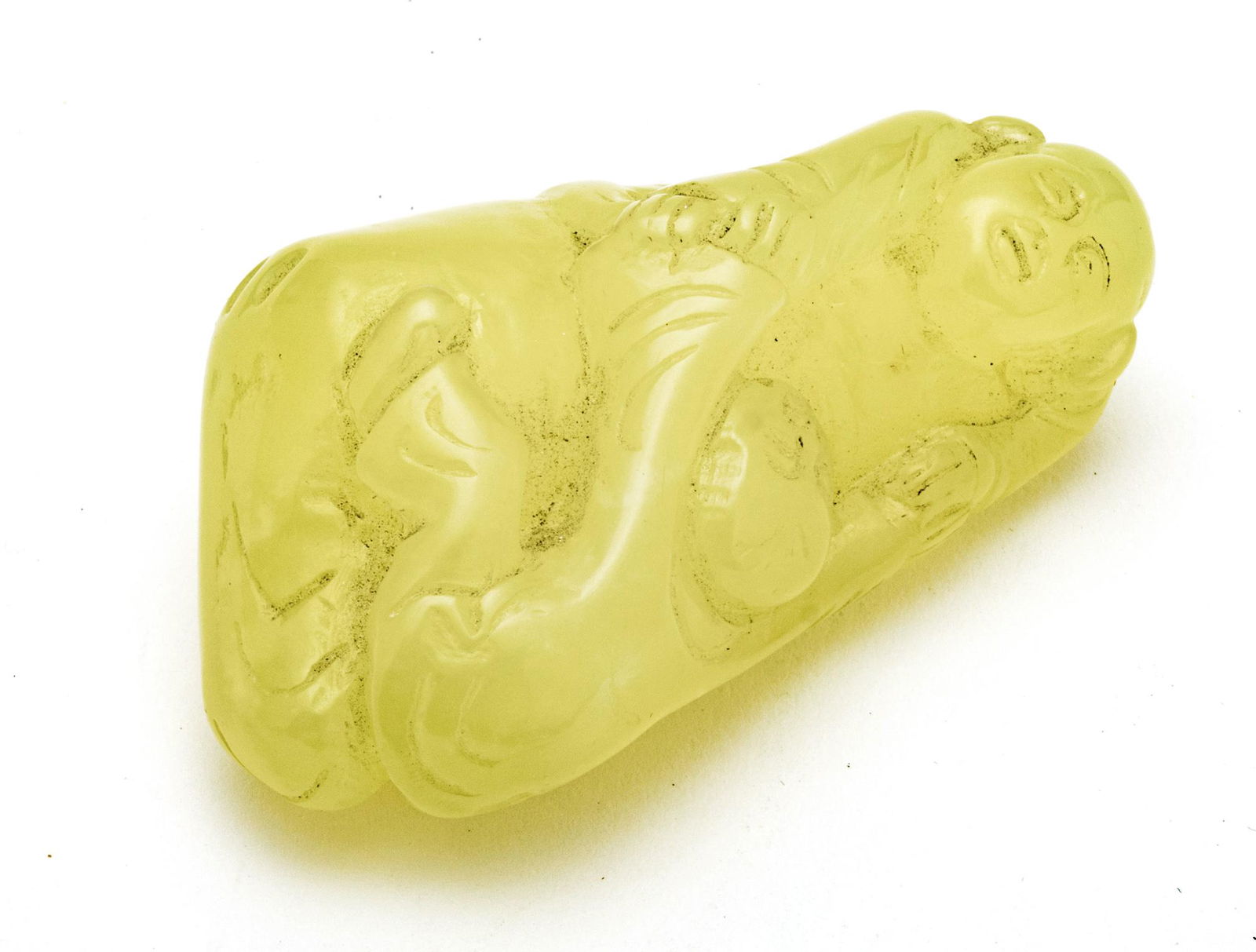 CHINESE JADE CARVING, FATHER AND CHILD C 1900 L 3" (1 of 2)