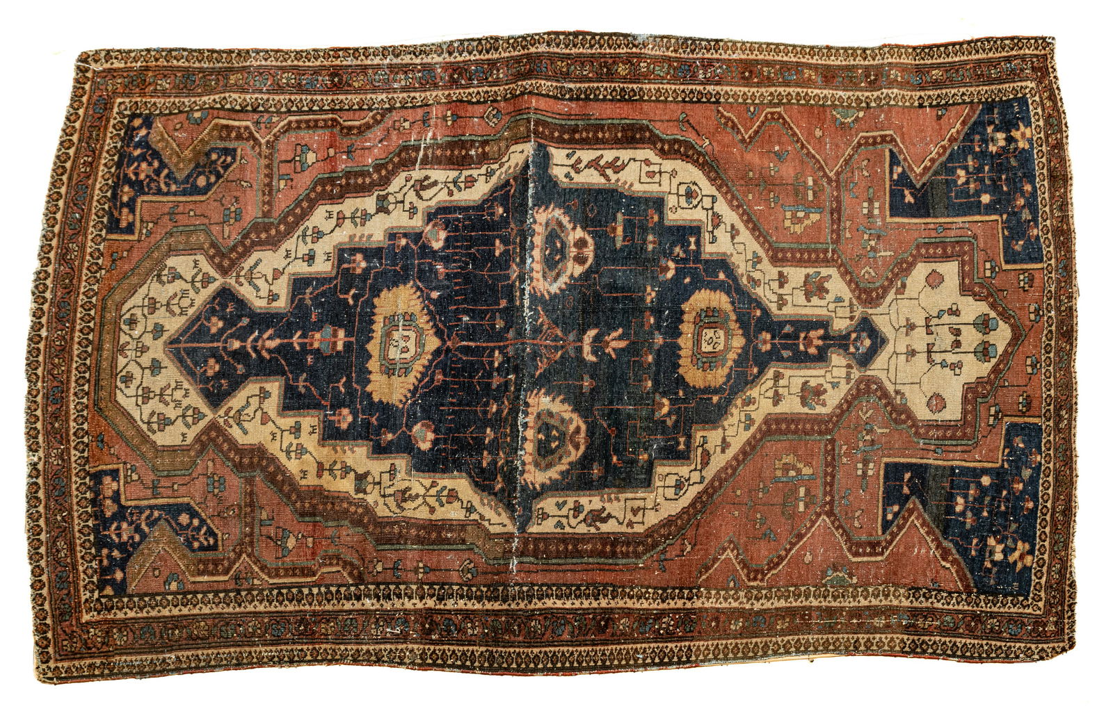 ANTIQUE SERAPI ORIENTAL RUG, AS IS W 39" L 56" (1 of 2)