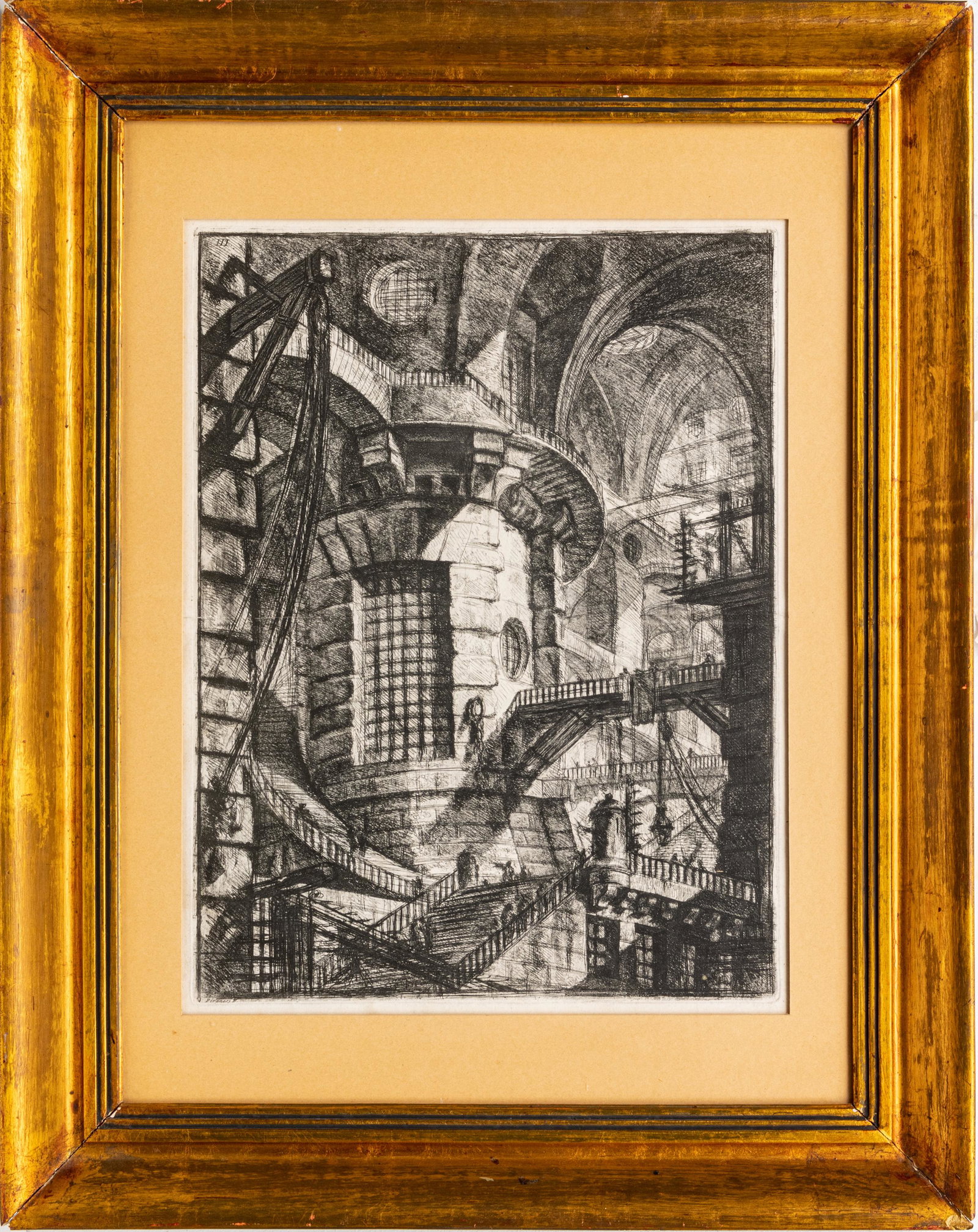 GIOVANNI BATTISTA PIRANESI (ITALIAN 1720-1778) ETCHING AND ENGRAVING ON LAID PAPER, 1749-1750, H 22": GIOVANNI BATTISTA PIRANESI (ITALIAN 1720-1778) ETCHING AND ENGRAVING ON LAID PAPER, 1749-1750, H 22" W 16" THE ROUND TOWER Etching, engraving, sulphur tint/open bite etching and burnishing, on laid pa