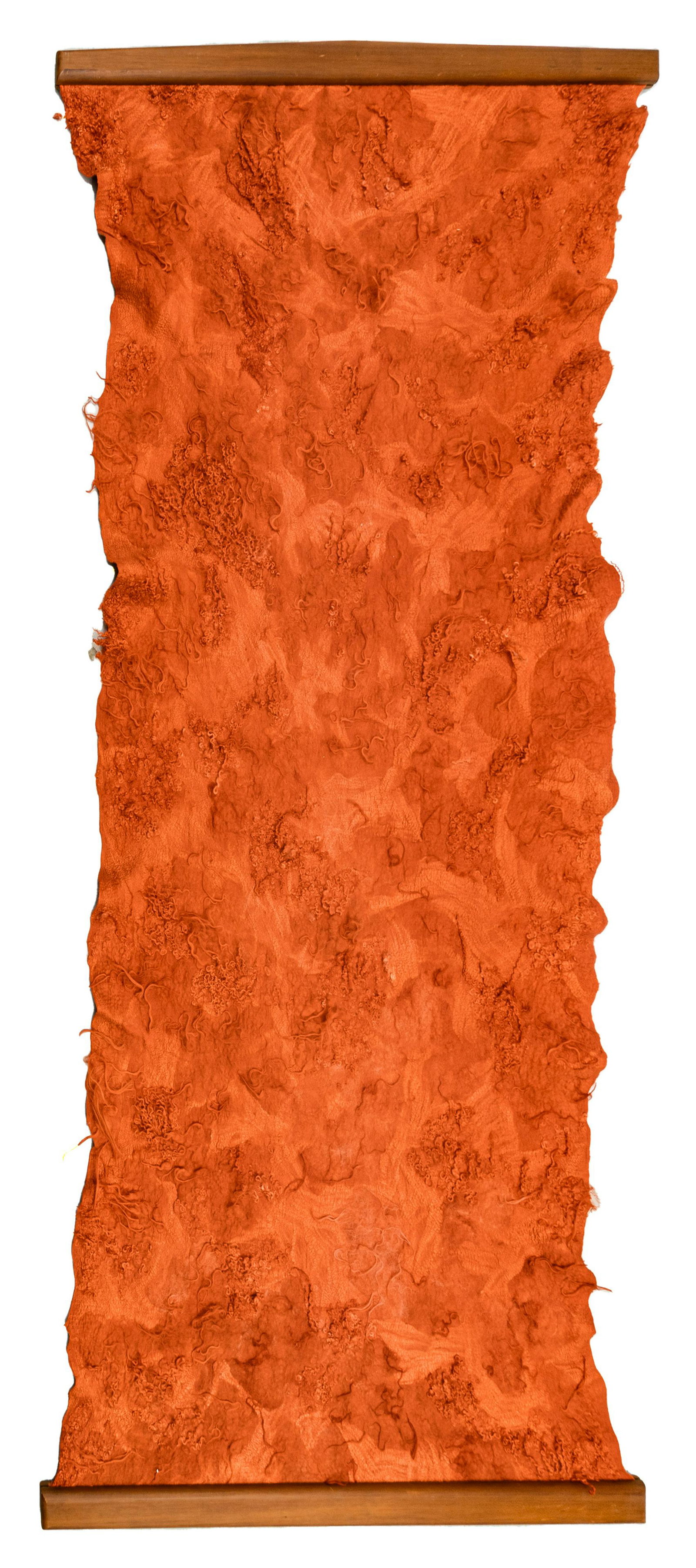 CLAUDY JONGSTRA (DUTCH, BORN 1963) MAHARAM PELT, WOOL, RAW SILK AND DRENTH HEATH WOOL H 11'4" W 5'8": CLAUDY JONGSTRA (DUTCH, BORN 1963) MAHARAM PELT, WOOL, RAW SILK AND DRENTH HEATH WOOL H 11'4" W 5'8" Claudy Jongstra studied fashion design at the Utrecht School of Arts between 1982 and 1989. Her oeu