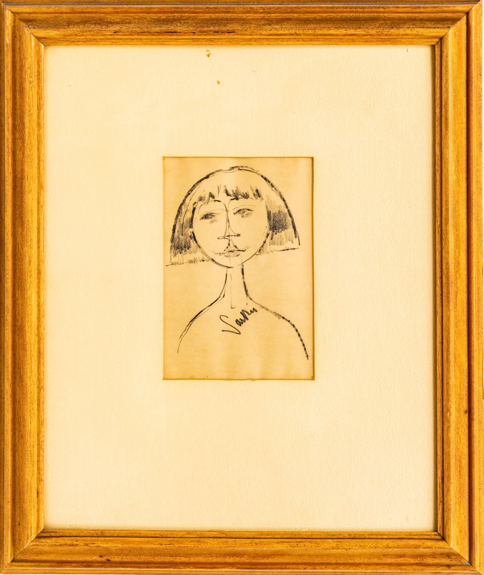 SARKIS SARKISIAN (AMERICAN 1909-1977) CHARCOAL ON PAPER, 1950, H 7" W 5" "RIMA": SARKIS SARKISIAN (AMERICAN 1909-1977) CHARCOAL ON PAPER, 1950, H 7" W 5" "RIMA" Drawing portrait of a young woman. Signed lower center and framed.