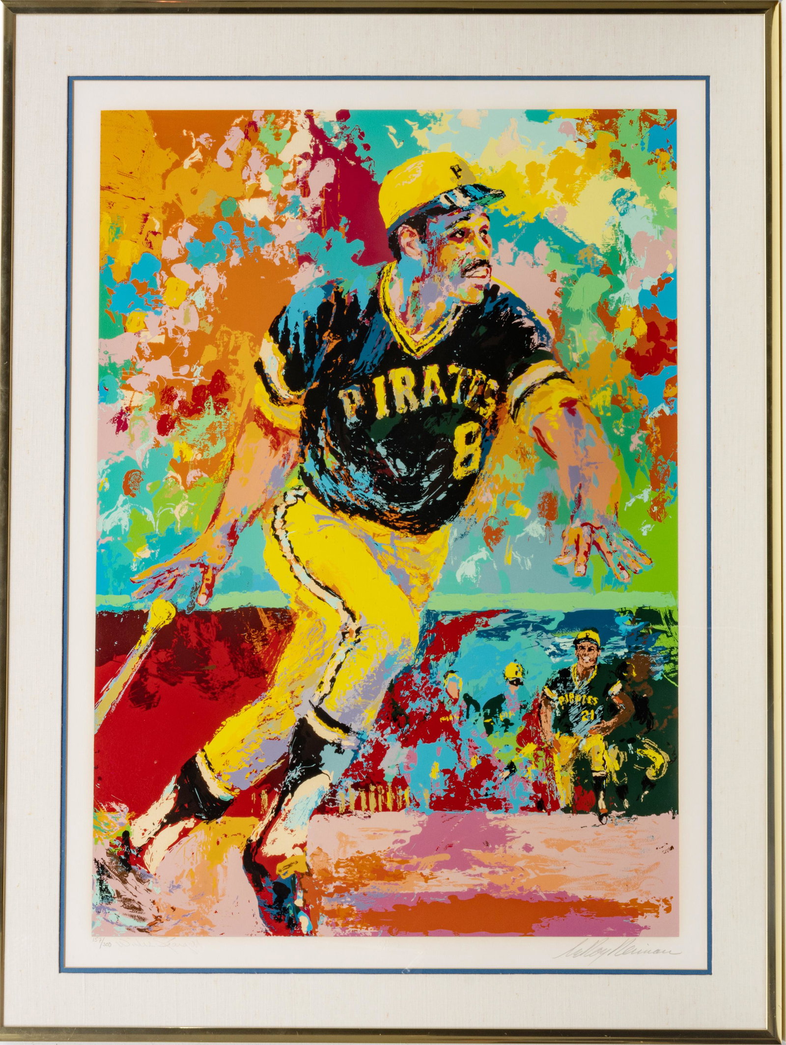 LEROY NEIMAN (AMERICAN, 1921-2012), SERIGRAPH IN COLORS, ON WOVE PAPER, H 37.5", W 26.5", WILLIE: LEROY NEIMAN (AMERICAN, 1921-2012), SERIGRAPH IN COLORS, ON WOVE PAPER, H 37.5", W 26.5", WILLIE STARGELL Signed lower right and numbered 157/300. Framed measurements H 48", W 36".