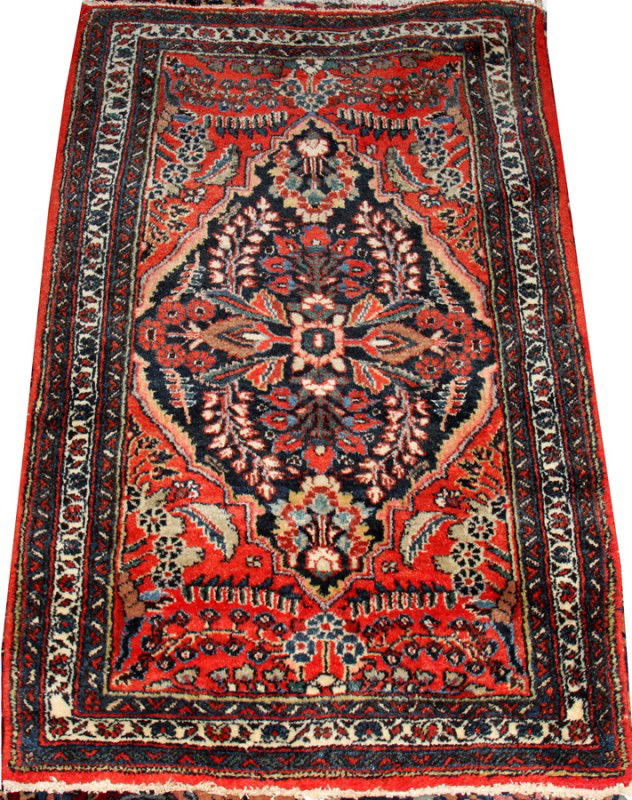 HAMADAN PERSIAN RUG, C. 1950-60, 4'0" X 2'6": HAMADAN PERSIAN RUG, C. 1950-60, 4' 0" X 2' 6":