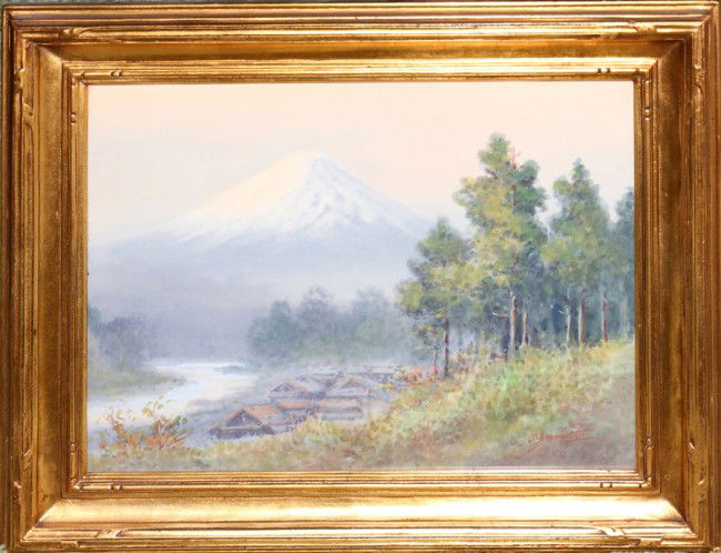 CONTEMPORARY WATERCOLOR, 10" X 12", MT. FUJI: CONTEMPORARY WATERCOLOR, 10" X 12", MT. FUJI:Signed "Yamato" lower right, under glass, framed. From the Estate of Pearl McKenney, Grosse Pointe Farms.
