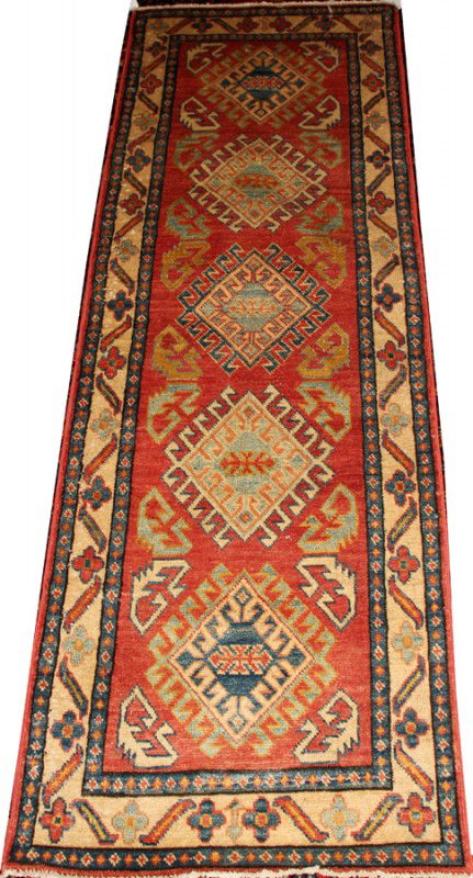 PAKISTANI RUG, KAZAK DESIGN, 6' 8" X 2' 4": PAKISTANI RUG, KAZAK DESIGN, 6' 8" X 2' 4":