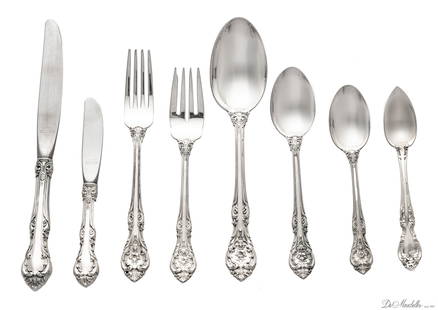 GORHAM "KING EDWARD" STERLING SILVER FLATWARE FOR 12, 99PCS: GORHAM "KING EDWARD" STERLING SILVER FLATWARE FOR 12, 99PCS 12 knives 9", 12 forks 7 1/2", 13 hollow handle butter knives, 12 dessert forks, 12 dessert spoons 6 3/4", 1 serving spoon, 1 jelly spoon,