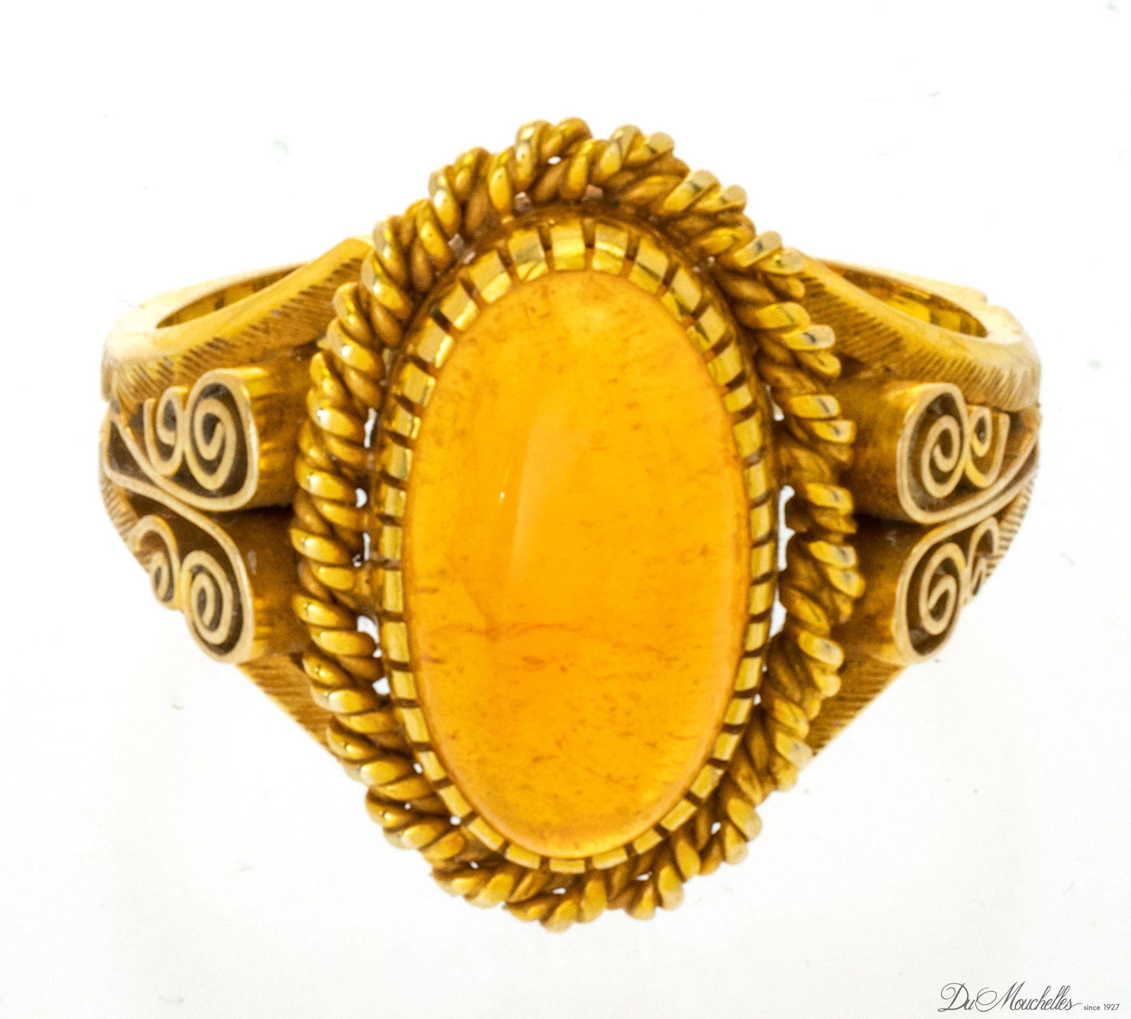 14KT YELLOW GOLD AND JELLY  OPAL CABOCHON RING SIZE 7 (1 of 5)