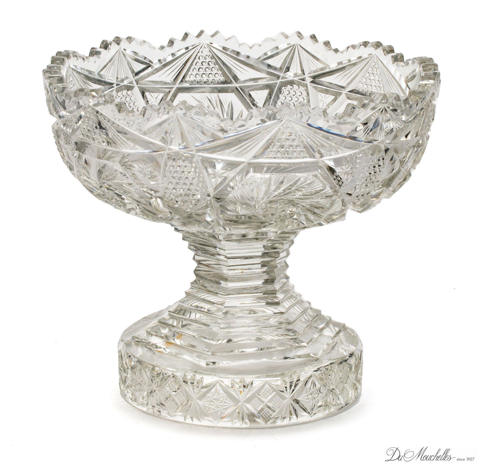 BRILLIANT PERIOD CUT GLASS COMPOTE C 1900 H 8" DIA 9" (1 of 3)