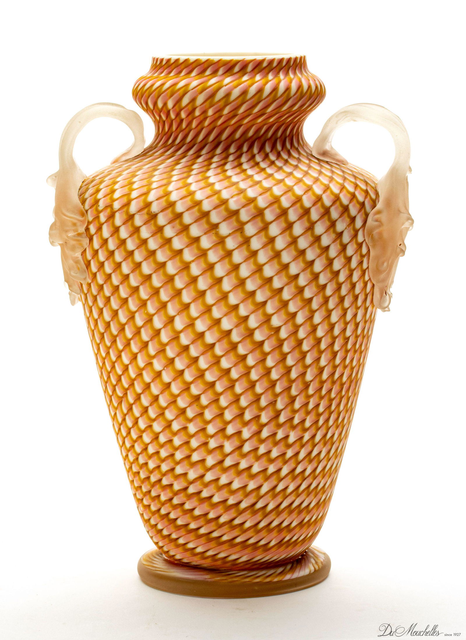 ATTRIBUTED TO  STEVENS AND WILLIAMS,  BLOWN  CASED GLASS VASE, H 10" DIA 6" (1 of 4)