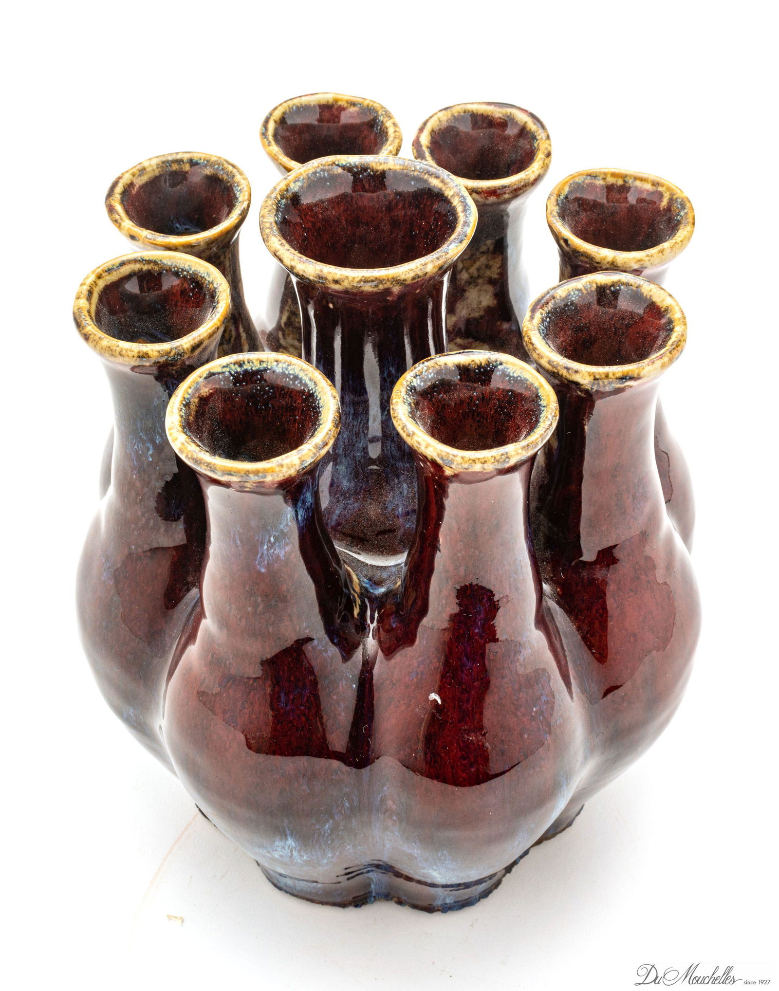 CHINESE PORCELAIN NINE NECK VASE, H 9", DIA 8" (1 of 4)