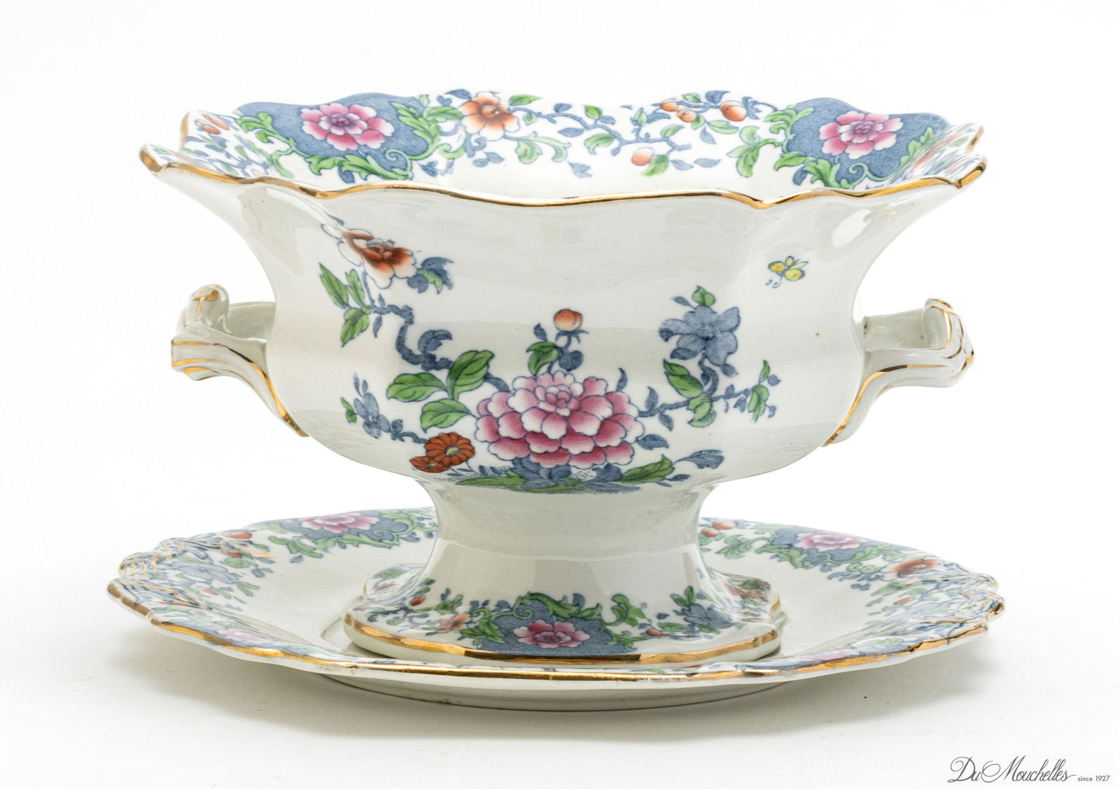 WHIELDON WARE, IRONSTONE TUREEN AND TRAY, CHRYSANTHEMUM C.1920 H 9" L 10" (1 of 4)