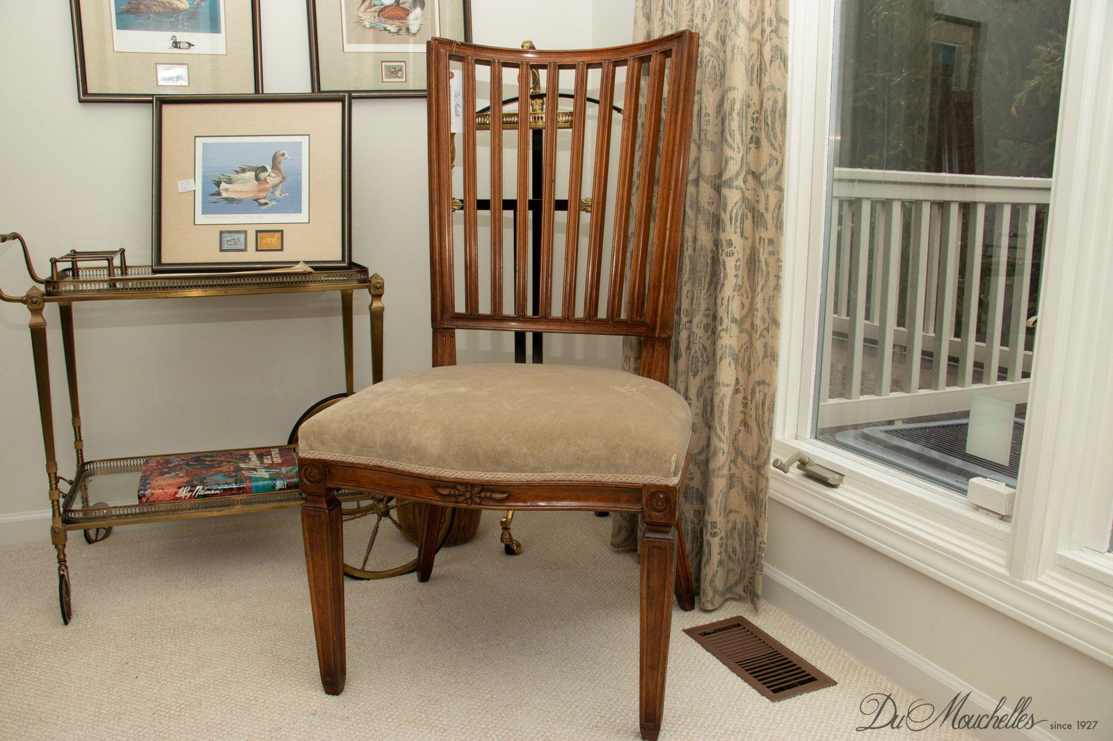 ROSE TARLOW ITALIAN LOUIS XVI SIDECHAIR, FRUITWOOD  FINISH, H 43", W 23", D 27" (1 of 1)