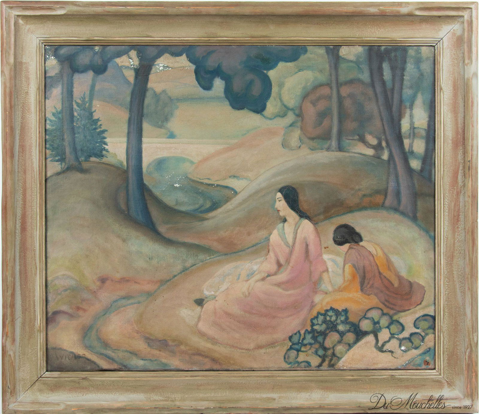 JOHN PALMER WICKER, (AMERICAN 1860-1931), OIL ON CANVAS,  H 28", W 35", FRAMED H 35", W 41 1/2", TWO (1 of 4)