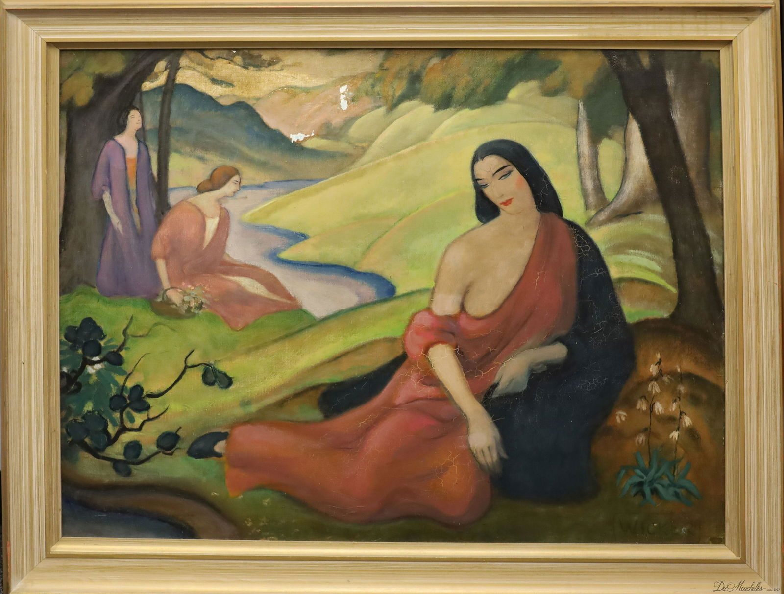 JOHN PALMER WICKER (AMERICAN 1860-1931) OIL ON CANVAS MOUNTED TO BOARD, H 28", W 34" (1 of 4)