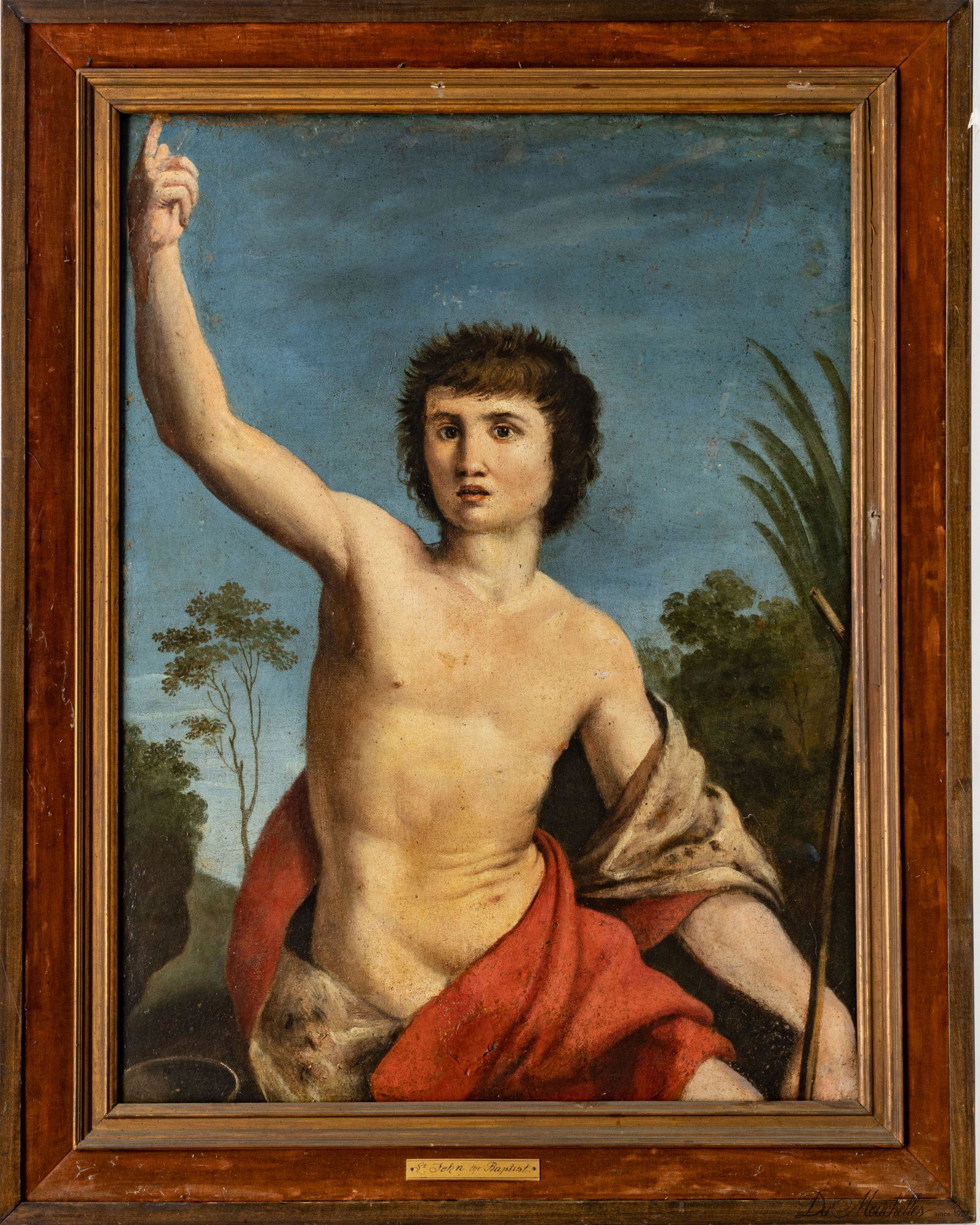 UNSIGNED OIL ON CANVAS, 18/19TH C, H 39", W 29.5", SAINT JOHN THE BAPTIST (1 of 4)
