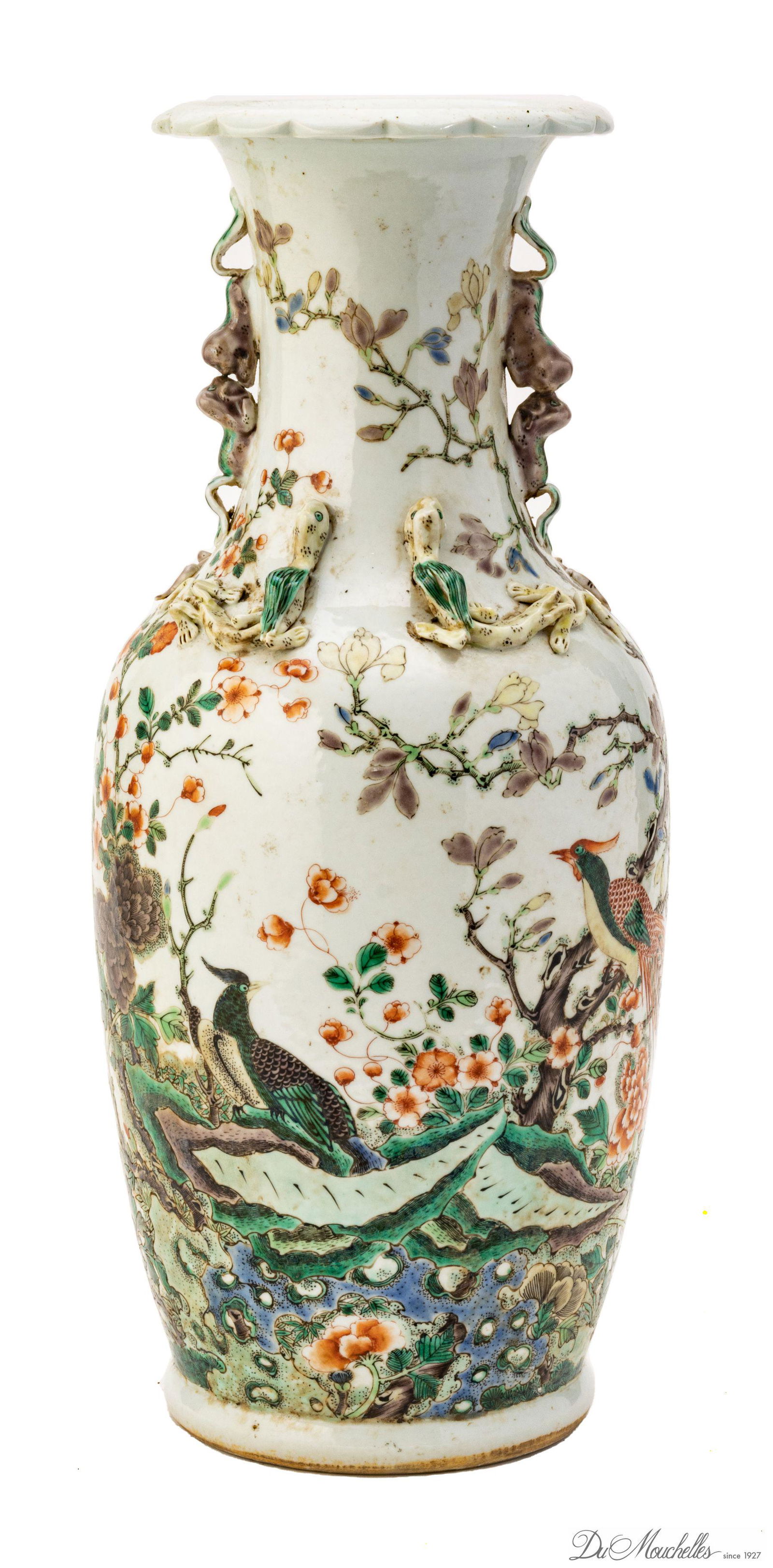 CHINESE PORCELAIN WUCAI VASE, H 17.5", DIA 7.5" (1 of 5)