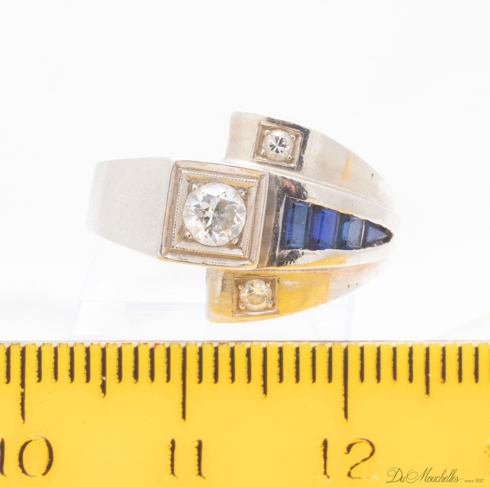 DIAMOND, SAPPHIRE, AND 14KT WHITE GOLD RING (1 of 3)