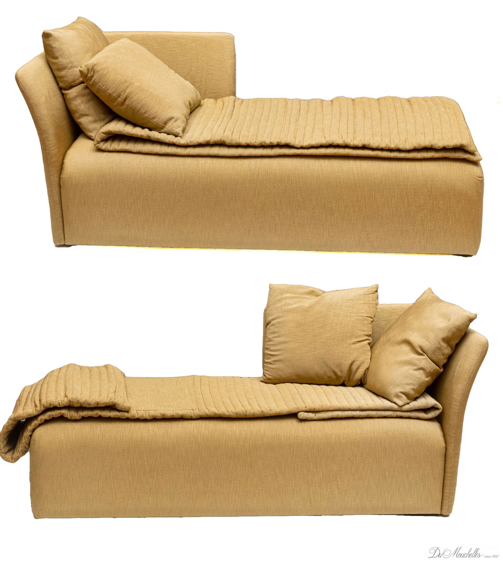 CUSTOM UPHOLSTERED CHAISE LOUNGES, PAIR, H 30" W 30" L 70" (1 of 6)