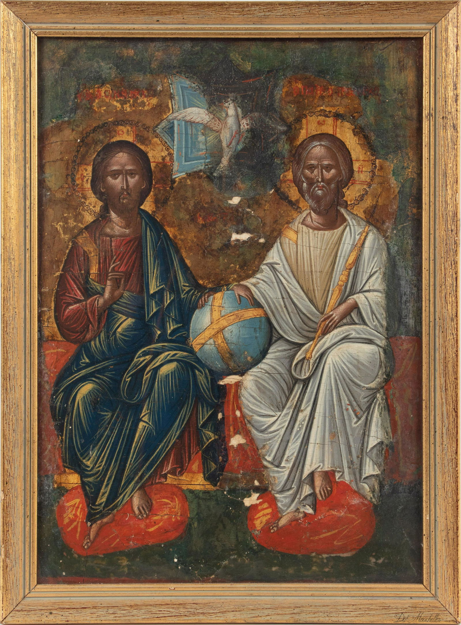 GREEK POLYCHROME WOOD PANEL ICON, H 15", W 11" (1 of 3)