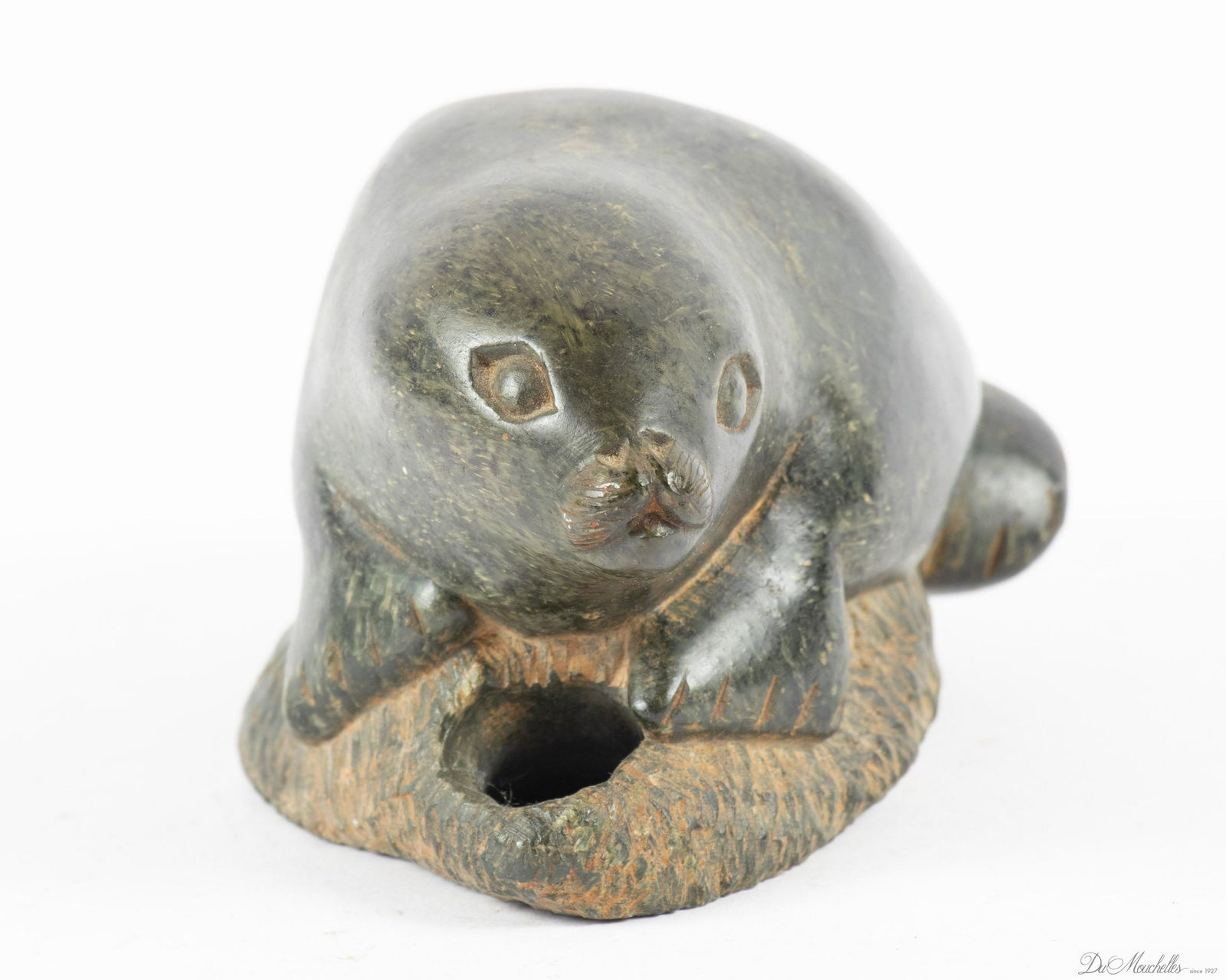 INUIT CARVED SOAPSTONE SEAL H 3" L 6.5" (1 of 5)