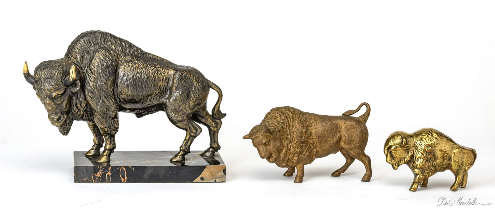 METAL BUFFALO FIGURES, 3 PCS. (1 of 4)