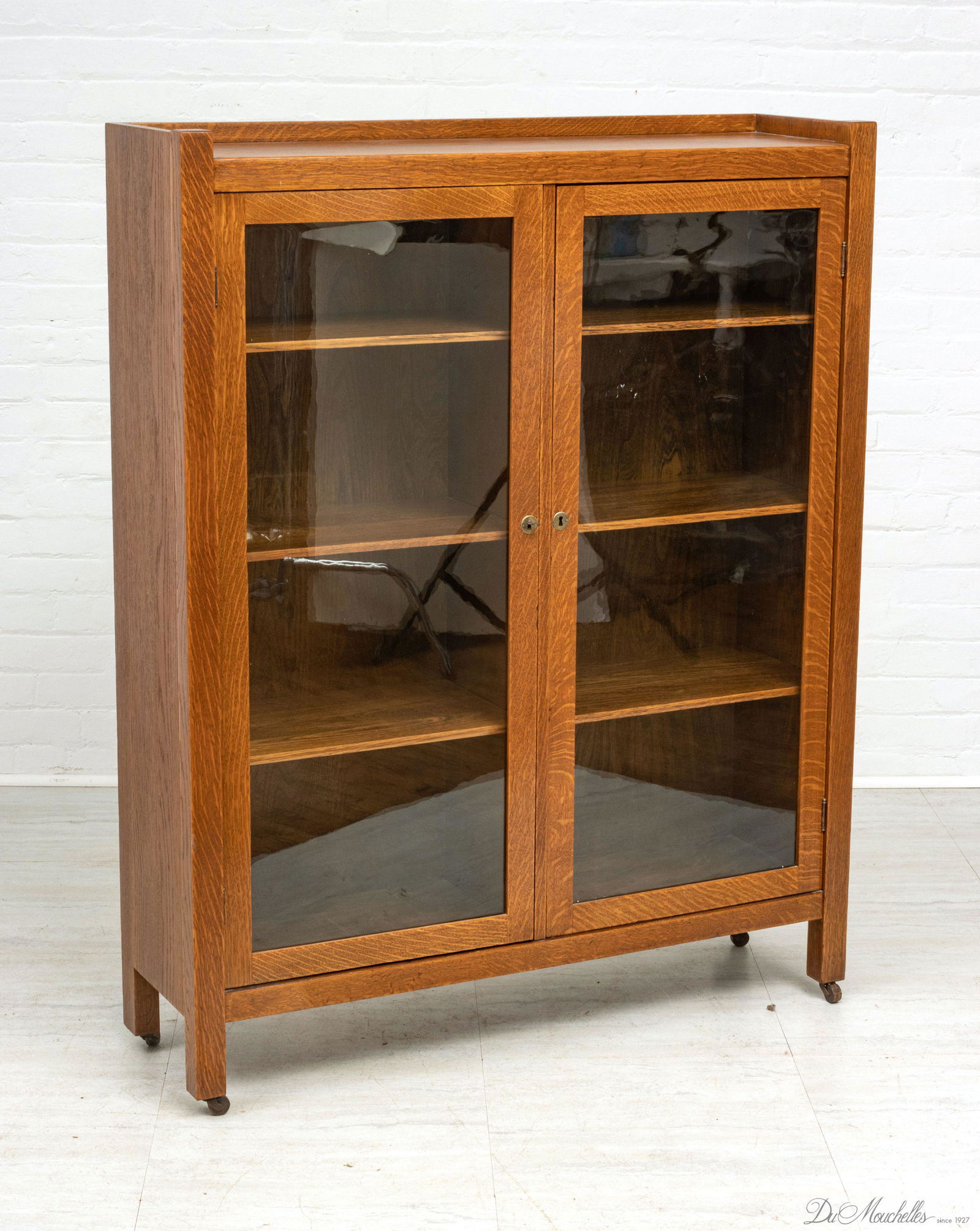 MISSION OAK BOOKCASE, 20TH C., H 52.75", W 42.25", D 12.25" (1 of 4)