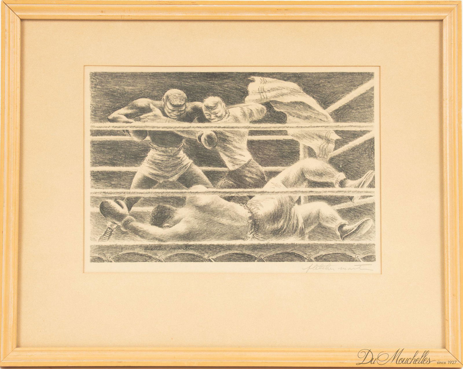 FLETCHER MARTIN (AMERICAN, 1904-1979) LITHOGRAPH ON WOVE PAPER, LAID DOWN TO CARDSTOCK, 1942 H 8" W: FLETCHER MARTIN (AMERICAN, 1904-1979) LITHOGRAPH ON WOVE PAPER, LAID DOWN TO CARDSTOCK, 1942 H 8" W 11.825" LULLABY Signed in pencil lower right, published by the American Artists Association, New Yor