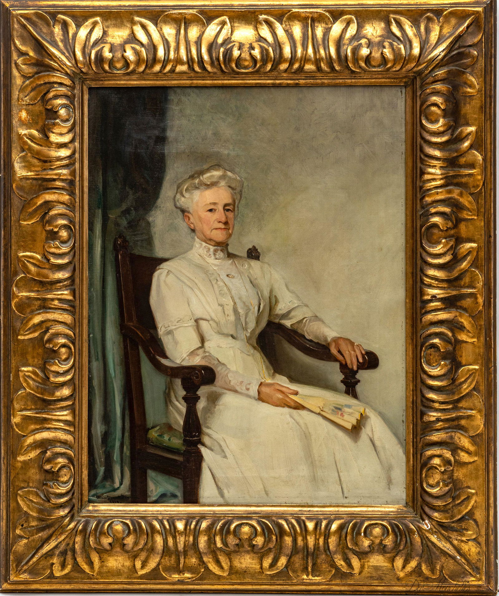 OLIVER DENNETT GROVER (AMERICAN, 1861-1927), OIL ON CANVAS, 1910, H 23", W 17.5", SITTING PORTRAIT (1 of 3)