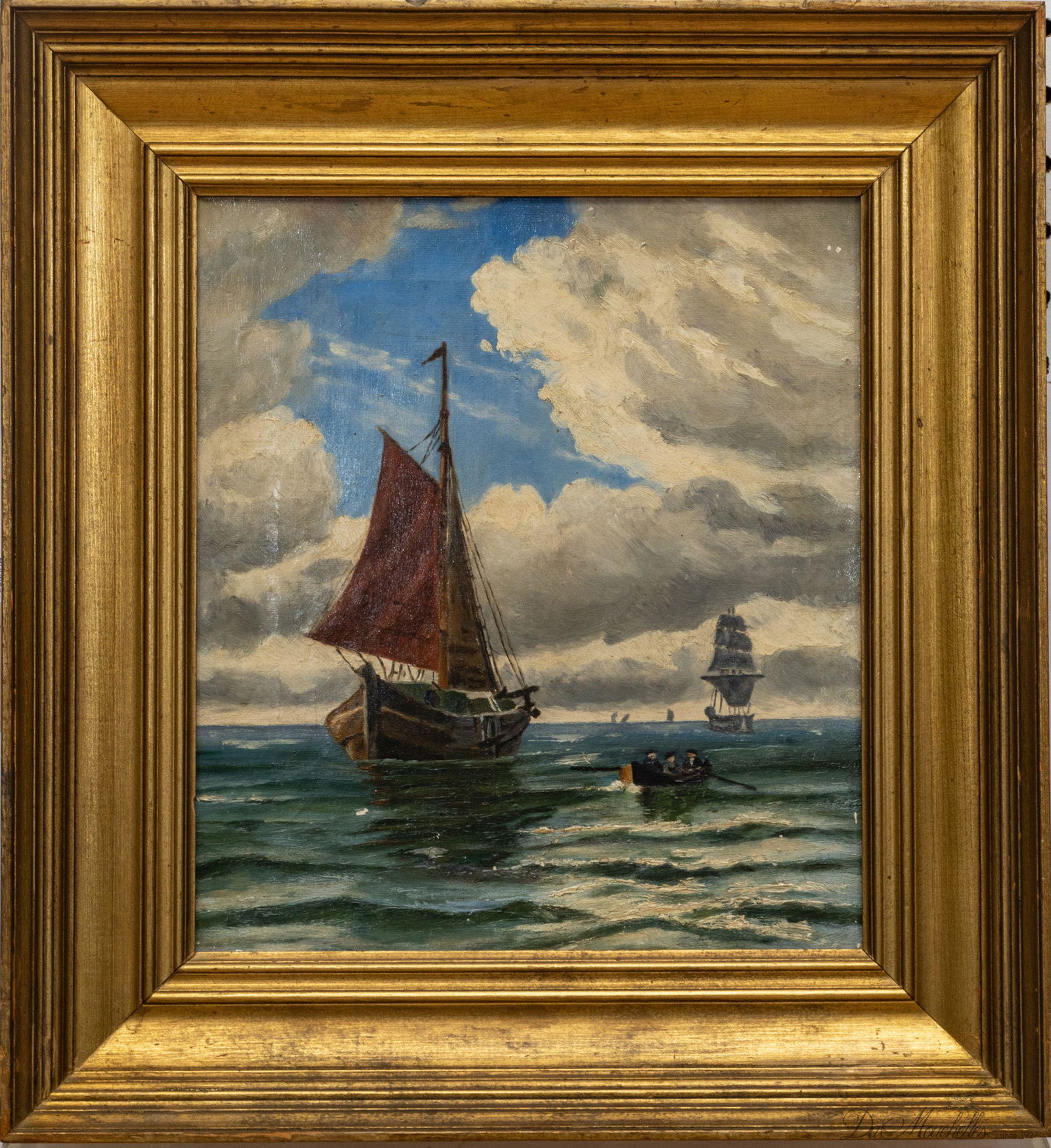 CARL LUDWIG BILLE, 1815 - 98, OIL ON CANVAS, H 12" W 10" SAILING VESSELS: CARL LUDWIG BILLE, 1815 - 98, OIL ON CANVAS, H 12" W 10" SAILING VESSELS Not signed.