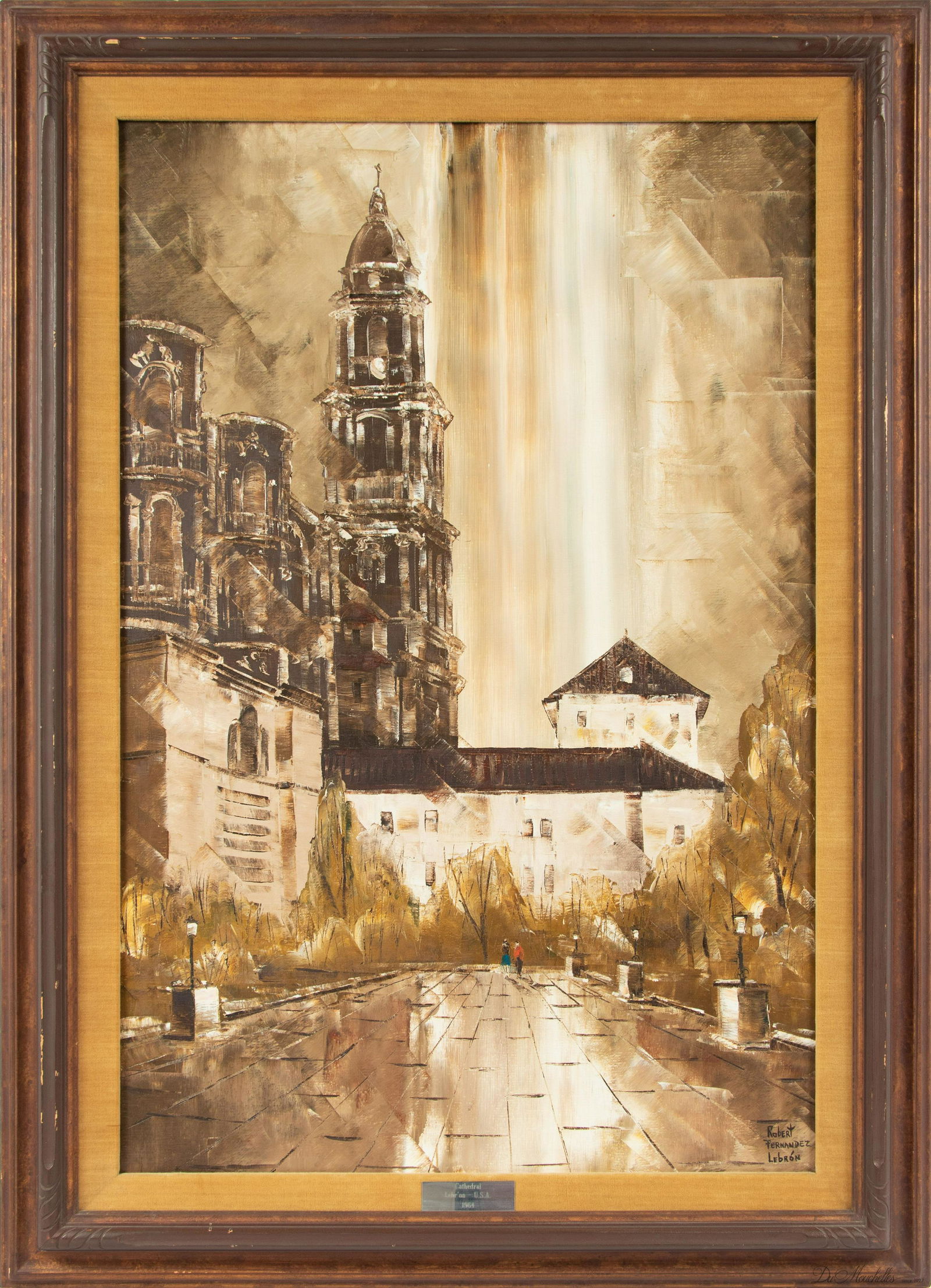 ROBERT FERNANDEZ LEBRON, BORN NEW YORK CITY 1928, OIL ON CANVAS 1964, H 36" W 24" ABSTRACT CATHEDRAL: ROBERT FERNANDEZ LEBRON, BORN NEW YORK CITY 1928, OIL ON CANVAS 1964, H 36" W 24" ABSTRACT CATHEDRAL Signed. Custom wood frame: 43" x 32".