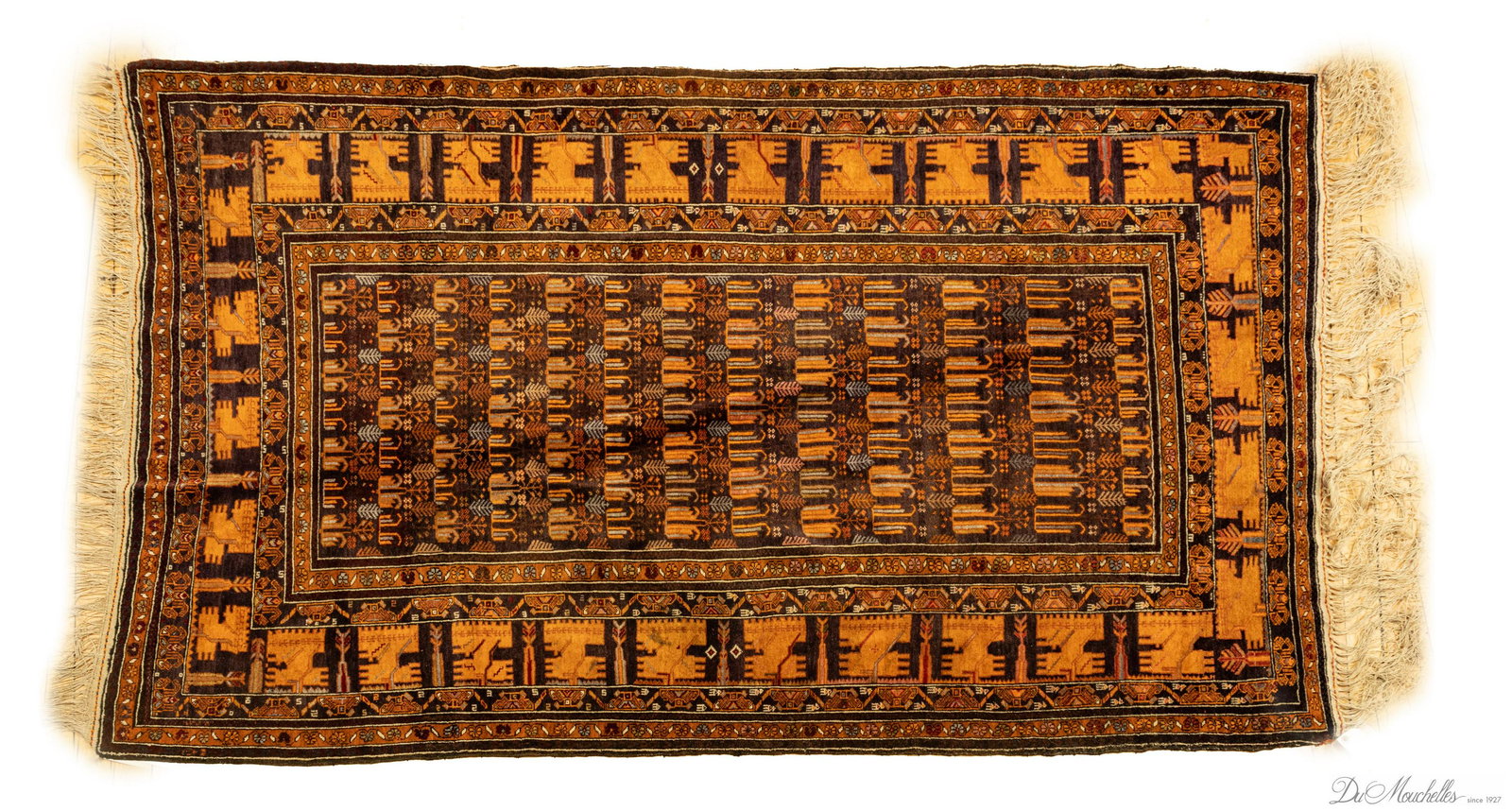 PERSIAN HANDWOVEN WOOL RUG, 20TH C., W 4' 1", L 6' 3" (1 of 2)