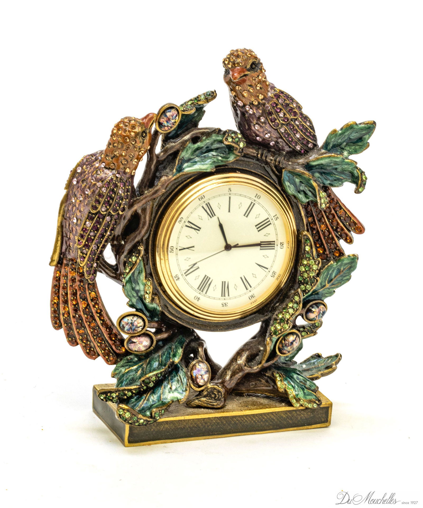 JAY STRONGWATER ENAMELED METAL CLOCK, H 5" (1 of 2)