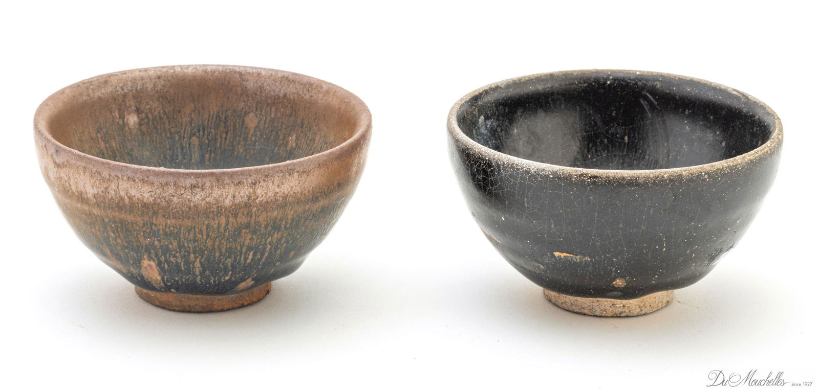 CHINESE JIAN-WARE POTTERY  BOWLS, 2 PCS H 2", DIA 3.5" (1 of 3)