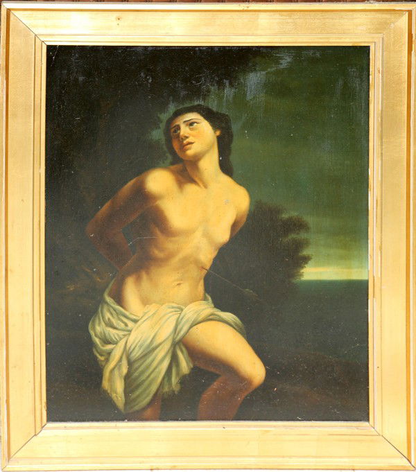 EUROPEAN OIL ON WOOD PANEL, 20TH CENTURY, 25": EUROPEAN OIL ON WOOD PANEL, 20TH CENTURY, 25" X 19" ST SEBASTIAN:Depicts St. Sebastian; unsigned; framed. From the collection of Joseph and Norina Simon, Grosse Pointe Farms, Mi.