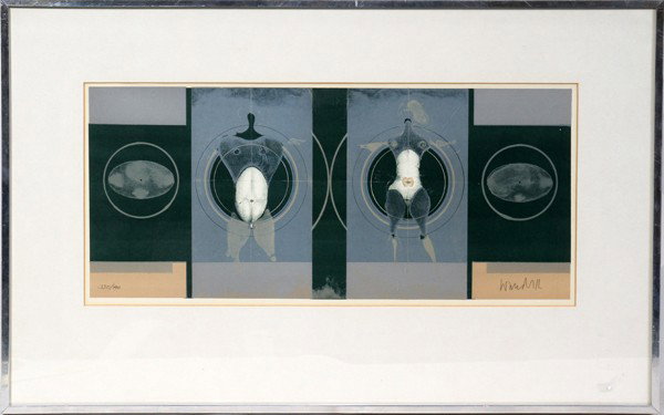 PAUL WUNDERLICH, LITHOGRAPH, 8" X 18": PAUL WUNDERLICH, LITHOGRAPH, 8" X 18":Title possibly "Genesis" # VIII/XXV. Pencil signed.