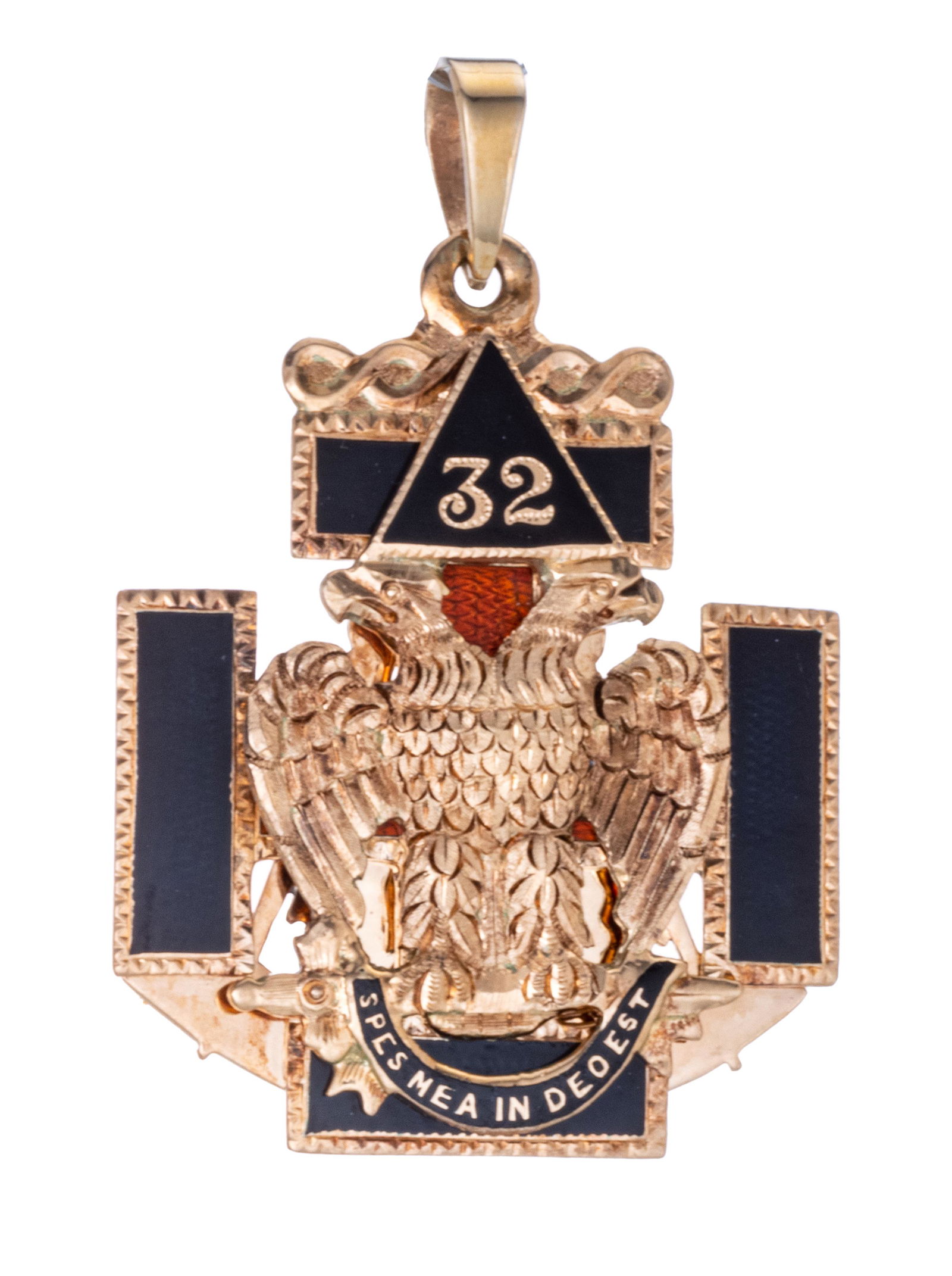 MASON DOUBLE HEAD EAGLE GOLD PENDANT, H 1 1/3" (1 of 2)