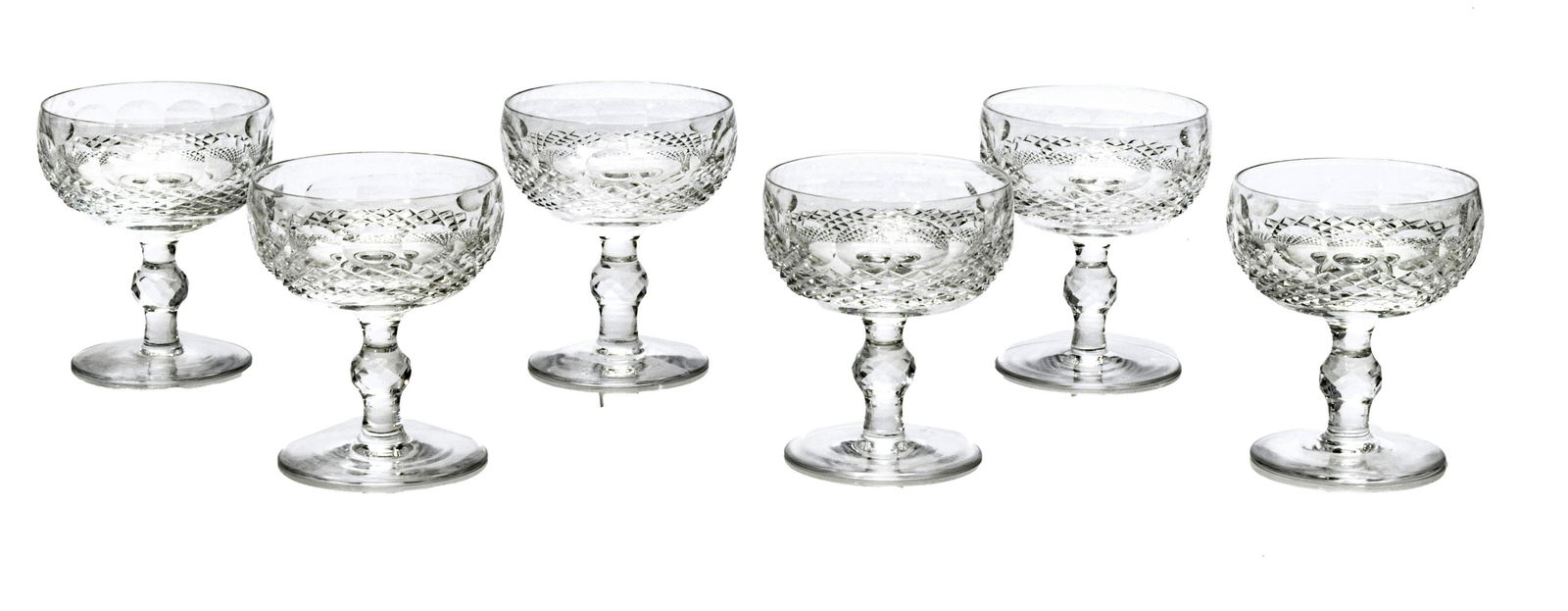 WATERFORD 'COLLEEN' CRYSTAL CHAMPAGNE/SHERBETS, 12 PCS, H 4.5", DIA 3.75" (1 of 2)