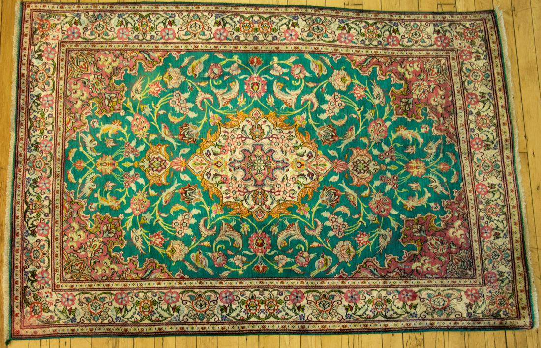 PERSIAN QUM SILK RUG, C. 2000, W 3' 3", L 4' 10" (1 of 2)