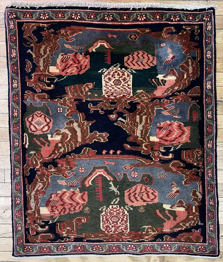 PERSIAN BIJAR HANDWOVEN WOOL RUG, C. 2000, W 2' 10", L 3' 4" (1 of 2)